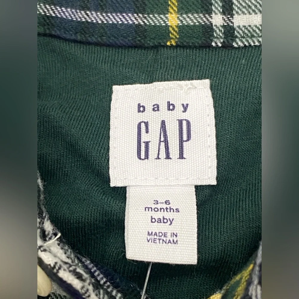 Baby Gap Baby/Toddler Plaid Flannel Bear Pocket One-Piece Jumper